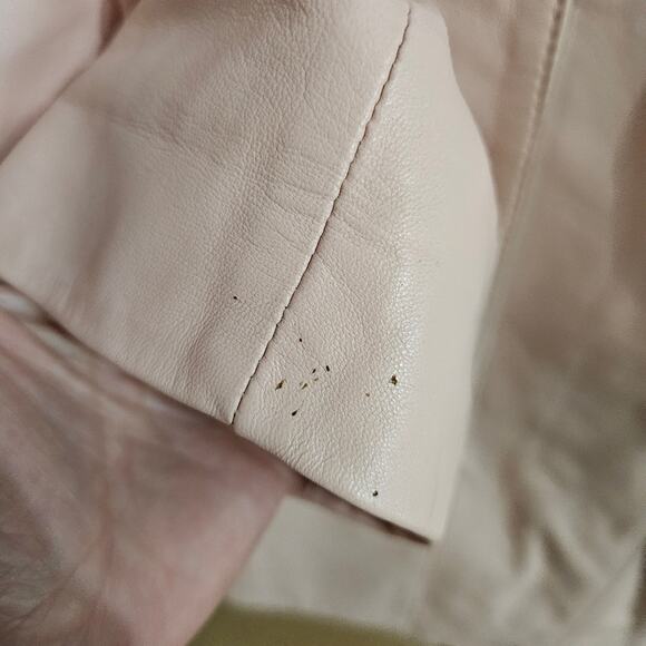 Talbots Pastel Pink 100% Leather Jacket Plus Size 14 Classic Soft Lined Minimal - Picture 9 of 15